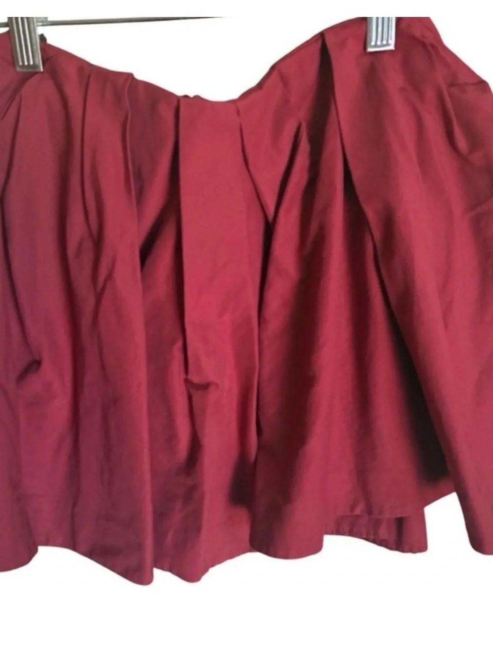 COS Ruffle Mini Skater Skirt Burgundy